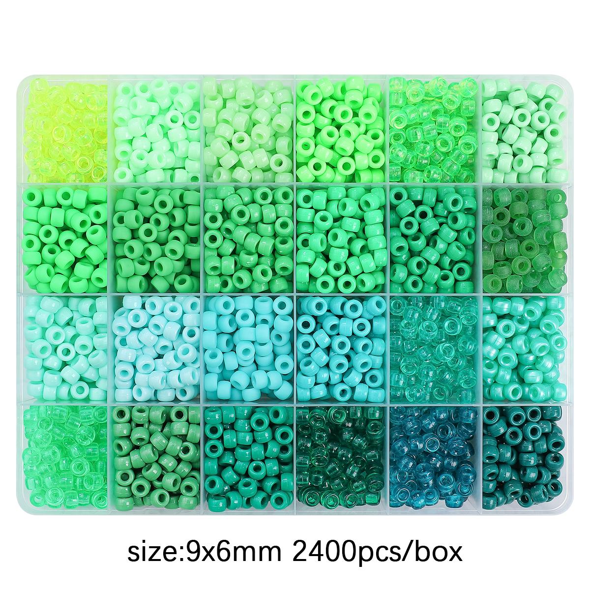 

2400Pcs/box Acrylic Beads For DIY Bracelet Necklace Jewelry Making Accessories 9x6mm 2400pcs зелений