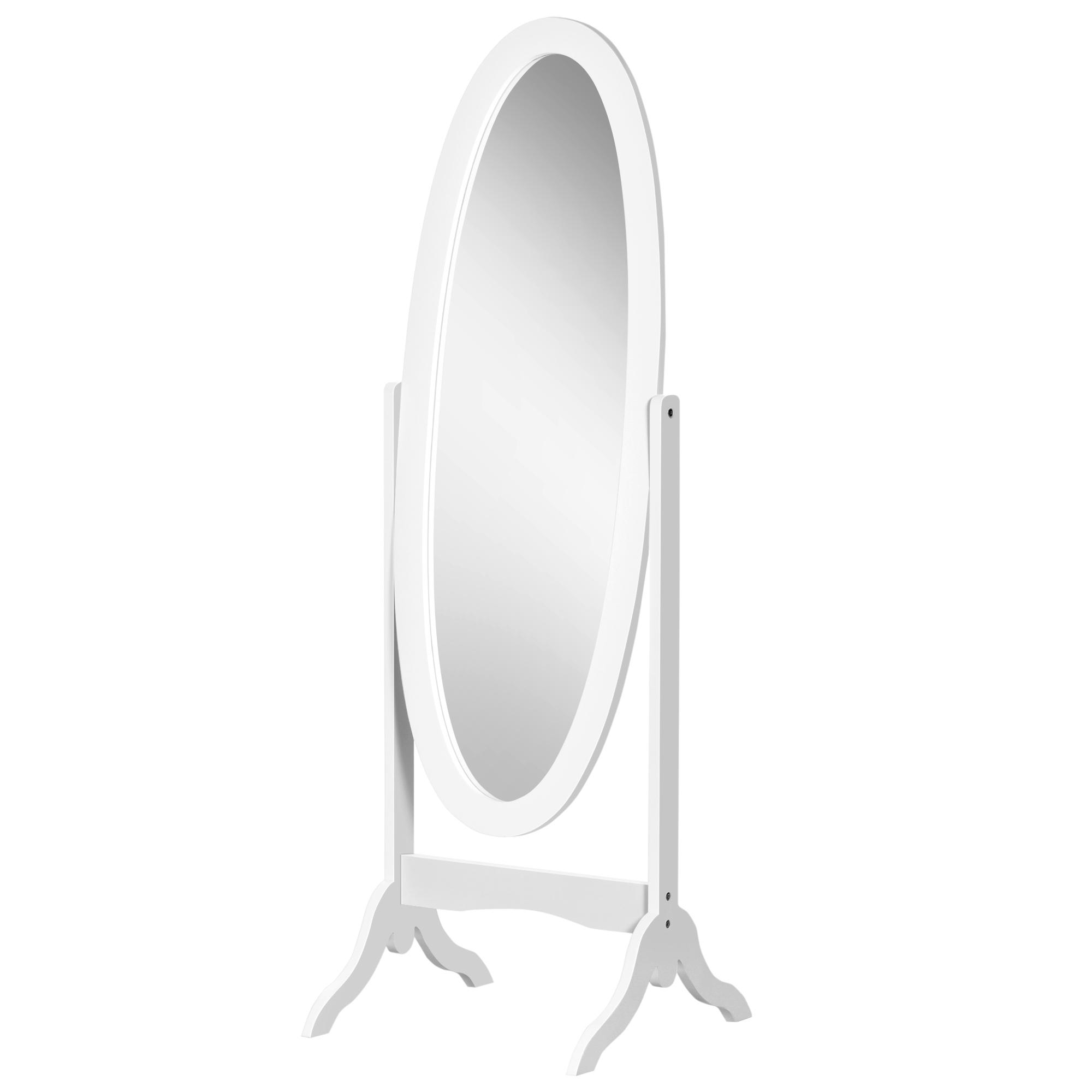 Miroir sur Pied Ovale Style Shabby Chic Inclinable Réglable Gradateur 48L X 46l X 147H Cm MDF Blanc