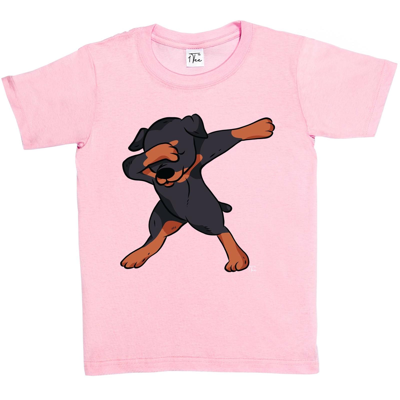 1Tee Kids Girls Dabbing Rottweiler T-Shirt S