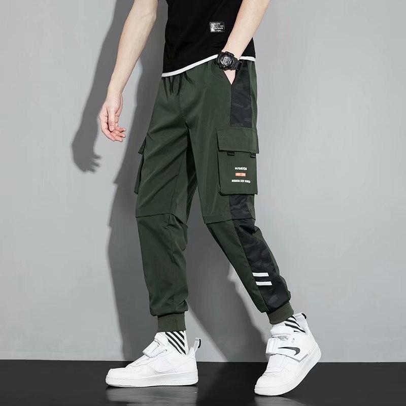 Men's Korean Style Multi-Pocket Jogger Cargo Pants - Spring/Summer Casual Long Pants for Students & Teens