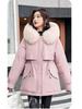 Women's Winter 2025 Cotton-Padded Parka with Fur Collar - Casual Mid-Length, Loose-Fit Korean Style Coat