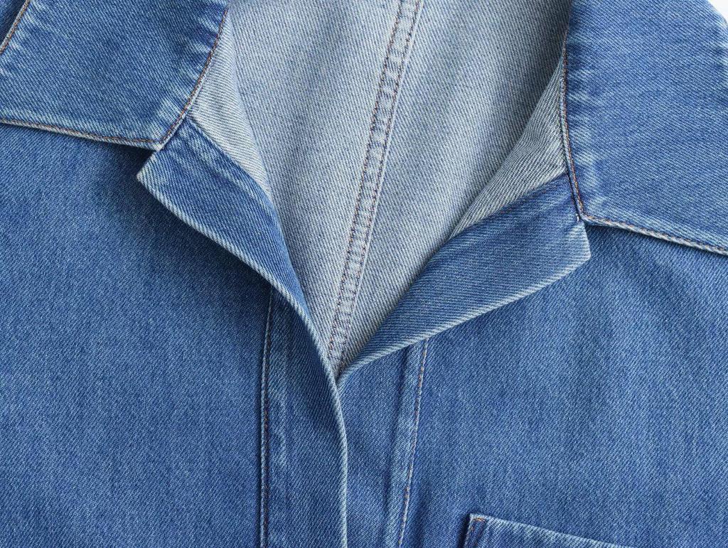 2024 Sommer Damen Gewaschenes Blaues Denim Lockeres Hemd und Jeans Set