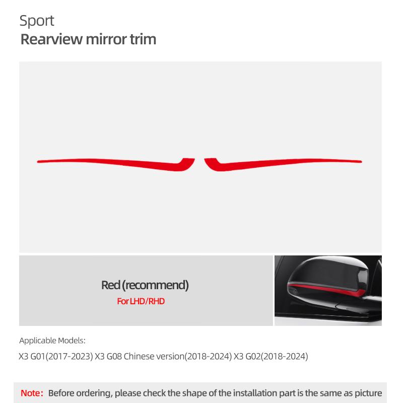 

For BMW X3 G01 X4 G02 2025-2025 Car Body Rearview Mirror Trim Strips Decoration Sticker PET Color Change Film Tuning Accessories