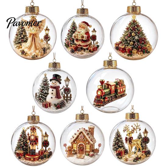 Winter Holiday Decorations Christmas Story Ornament, Acrylic Hanging Angel Santa Claus Keepsake Gifts Candy House Designs, Ball Shape Festive