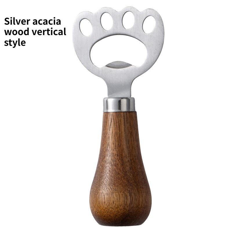 Cute Wooden Cat Paw Bottle Opener Portable Beer Opener with Rope Creative Home Use Stand Opener