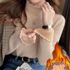 Semi-turtleneck Fashion Knitted Bottoming Shirt for Women's Autumn and Winter New Fleece Thickened Integrated Fleece Pullover Sweater