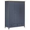 3-door Wardrobe Hill 127x50x170 Cm Solid Pine
