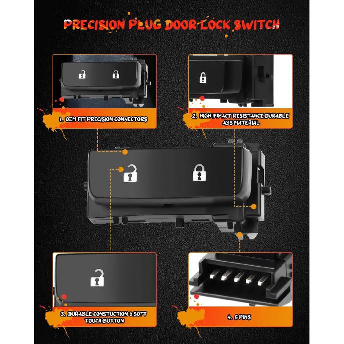Türschloss Schalter Steuer Schalter Ersatz passend für Chevy Silverado 1500 2500HD 2008-2013 GMC Sierra 1500 2500 HD 2008-2013 GMC Sierra Denali 2500HD