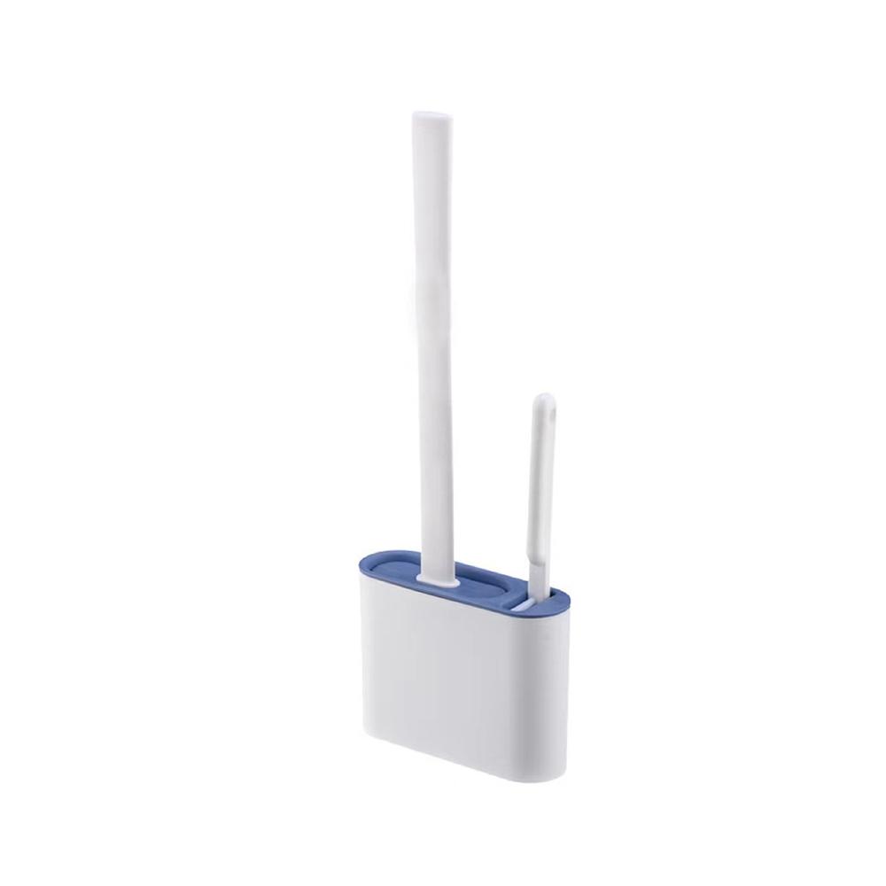 Wall Hanging Toilet Cleaning WC Brush Holder Long Handled Silicone Water Proof Quick Drying Soft Bristles Bathroom Accessories