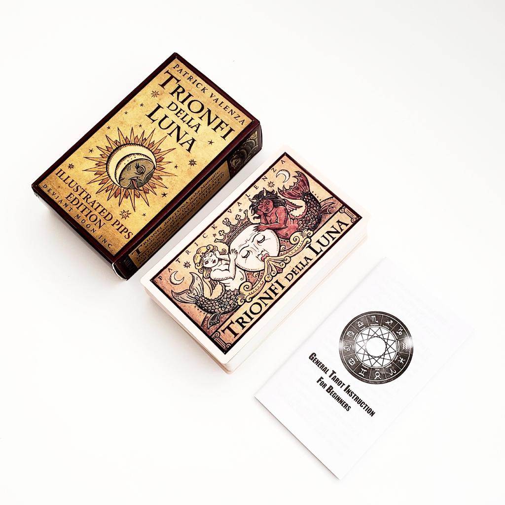 Trionfi Della Luna ILUSTROVANÁ Tarotová karta s průvodcem Balíček karet Stolní hra pro dospělé