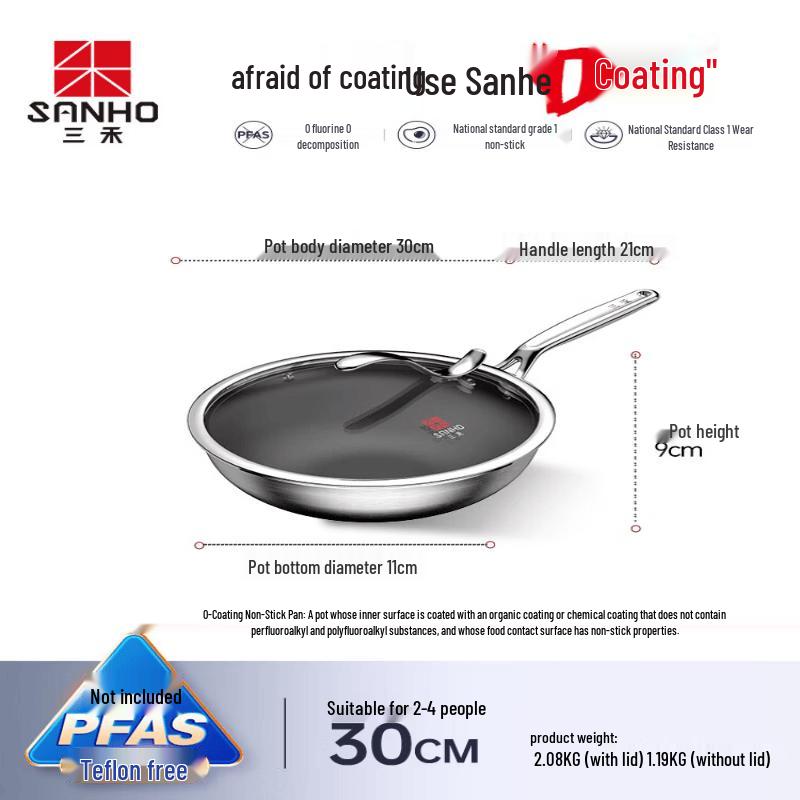 Sanhe Titanium Non-Stick Flat Bottom Wok