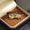 Temperament Niche Sweet Colored Diamond Inlaid Stretching Kitten Brooch Cute Versatile Animal Pet Pin Female