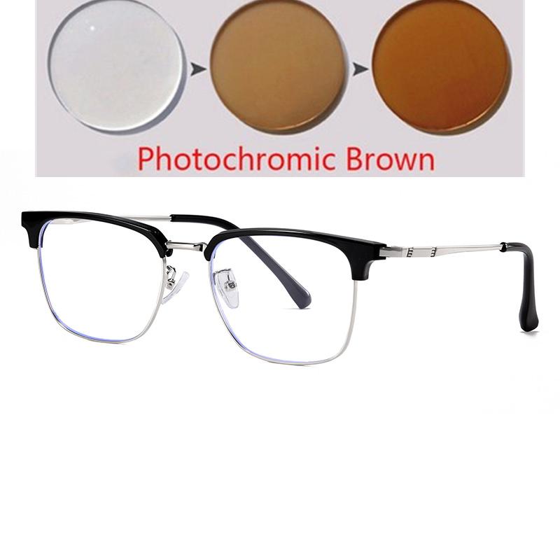 Prescription 0 -0.5 -0.75 To -6.0 Half Frame Square Nearsighted Glasses For Men Retro Anti Blue Rays Myopes Lunettes Male