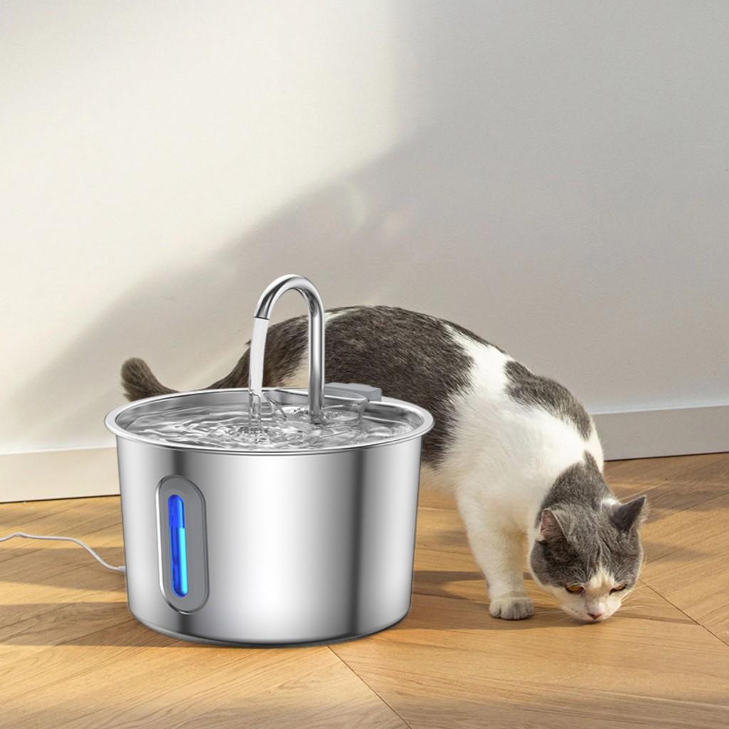 USB Port Without Plug Pet Water Dispenser Round Large Capacity 304 All Stainless Steel Intelligent Automatic Running Water Dog Cat Water Feeder