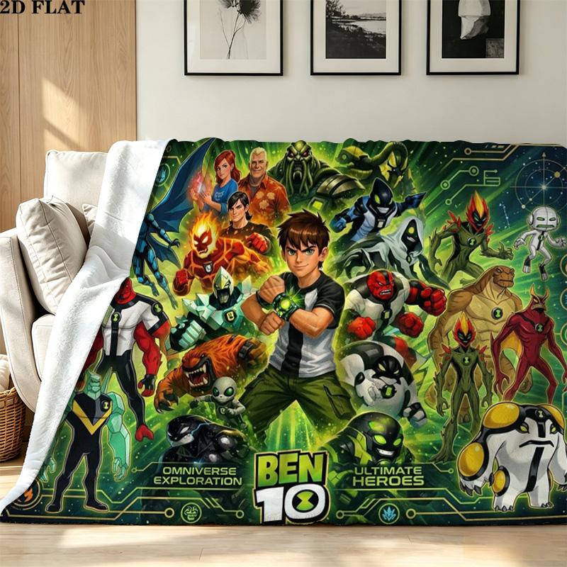 ben 10 Print Flannel Blanket High Quality Warm Comfortable Cover for All Seasons Perfect for Gifts Home Decor