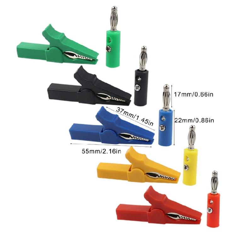 Alligators Clip Banana Plug Test Probes Leads Cable Probes Connectors 4mm Banana Plug Cable Clip Insulated Electric Clip