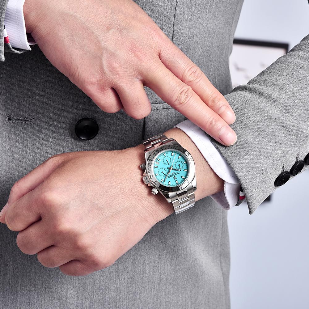 PAGANI DESIGN New Stainless Steel Bezel Men Quartz Wrist Watches Luxury Sapphire Glass Chronograph VK63 Watch Men