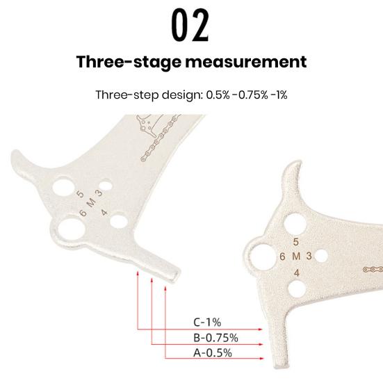 3-in-1 Chain Measurer Ruler Bicycle Chain Wear Indicator Tool High Strength Rustproof Corrosion-Resistant Screw Measurement Bike Gauge Tool