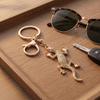 Keychain Pendant Sparkling Rhinestones Gecko Shape Zinc Alloy Key Holder with Electroplated Lobster Clasp Backpack Accessory