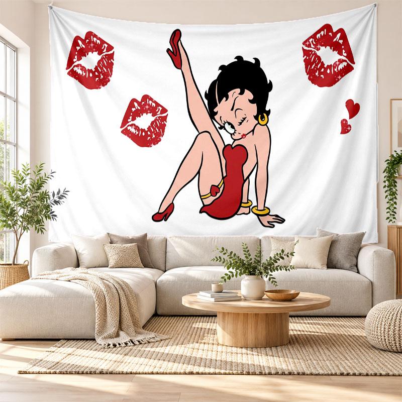 Betty Boop Wall Tapestry Home Decor Hanging Cloth Art Background Tapestry for Bedroom