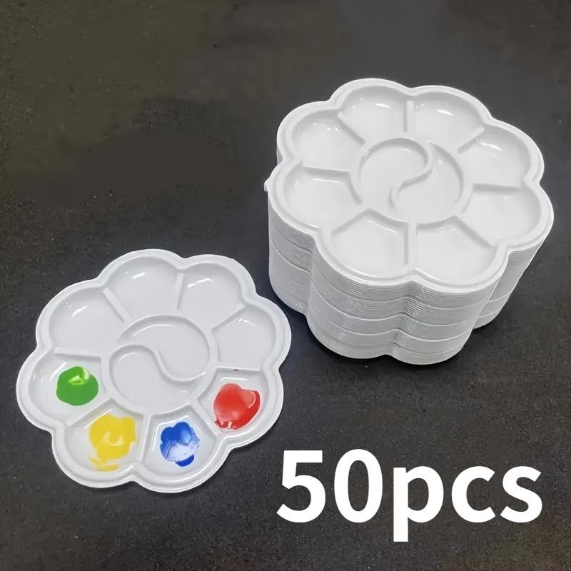 

50pcs Mini Flower-Shaped Plastic Palette Set, Ideal for Watercolor, Acrylic & Gouache Paint Mixing, Durable Material, Portable Art Supplies 50pcs