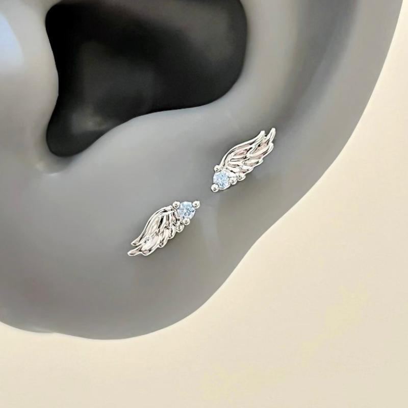 #2/3Pcs Luxury Zircon Angel Wing Cross Stud Earrings For Women Shiny Crystal Wings Ear Studs Fashion Jewelry Accessories Gifts