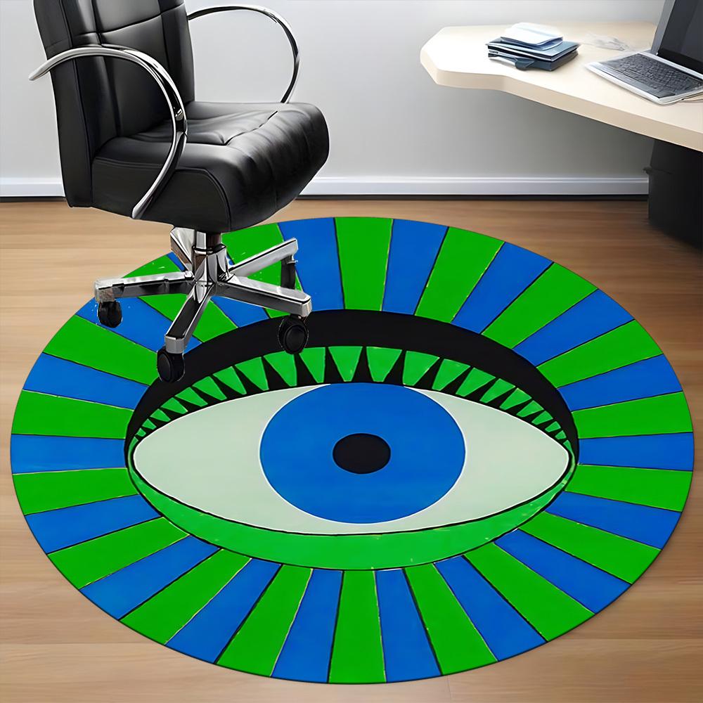 1pc Abstract Eye Art Carpet, Round Non Slip Durable Large Size Office Carpet, Suitable for Office