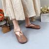 Johnature Genuine Leather Round Toe Slippers Women's Slip-on Shoes Casual Soft Sole Outside Slides