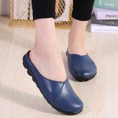 Spring and Autumn New Low Top Flat Bottom Bean Women's Singles, Large Size Casual Half Slippers