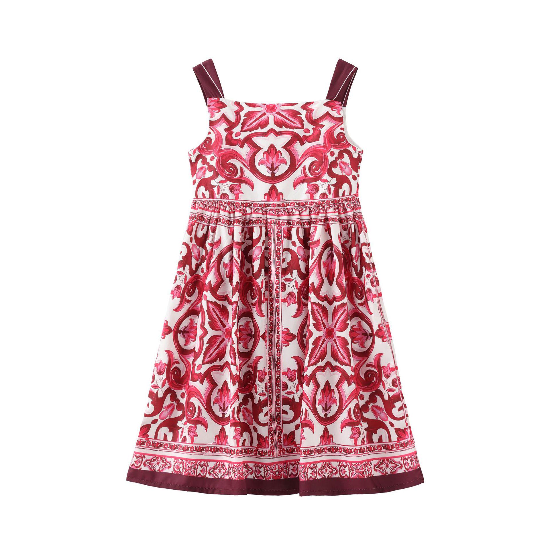 D Brand 2025 New Summer Blue & Red Strappy Cotton Dress for Girls 100 cm