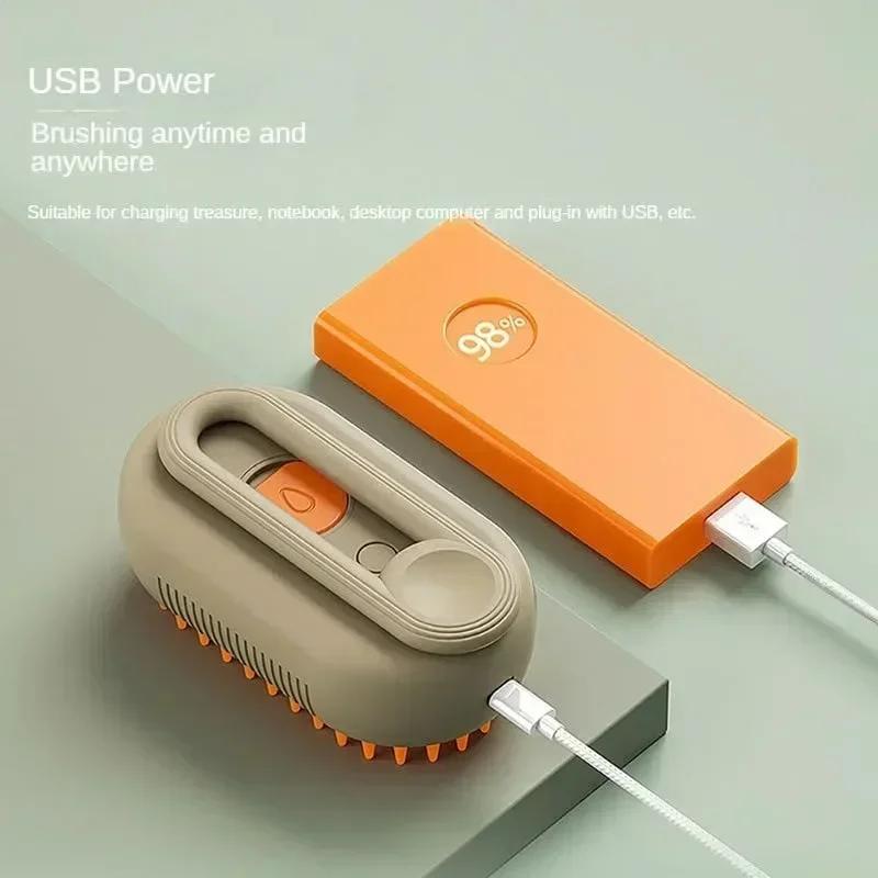 Electric Pet Spray Massage Brush 3-in-1 Steamer Comb for Dogs Cats Grooming Removing Tangled Loose Hair Anti-Static Cleaning