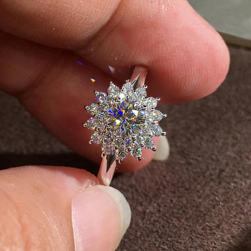 CopperFlower Rings For Woman AAA Cubic Zirconia Couple Zircon Wedding Rings Jewelry Gifts