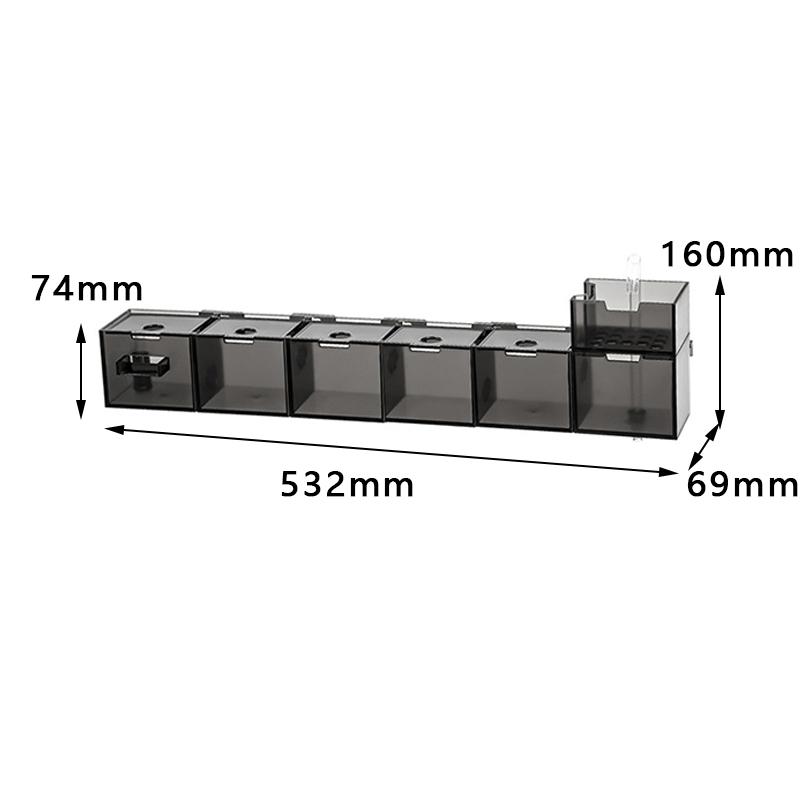2026 new 6 in 1 5 in 1 Transparent black Acrylic Aquarium Filter Boxes External Hanging Water Purifier for Aquarium Fish Tank