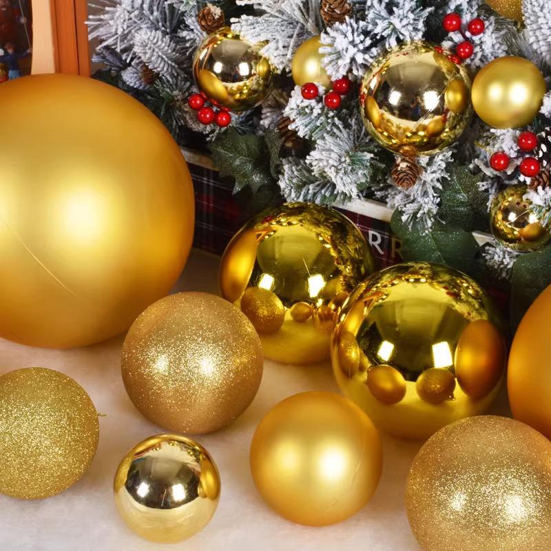 Christmas Tree Decorations: 3-10cm Electroplated Golden Plastic Balls