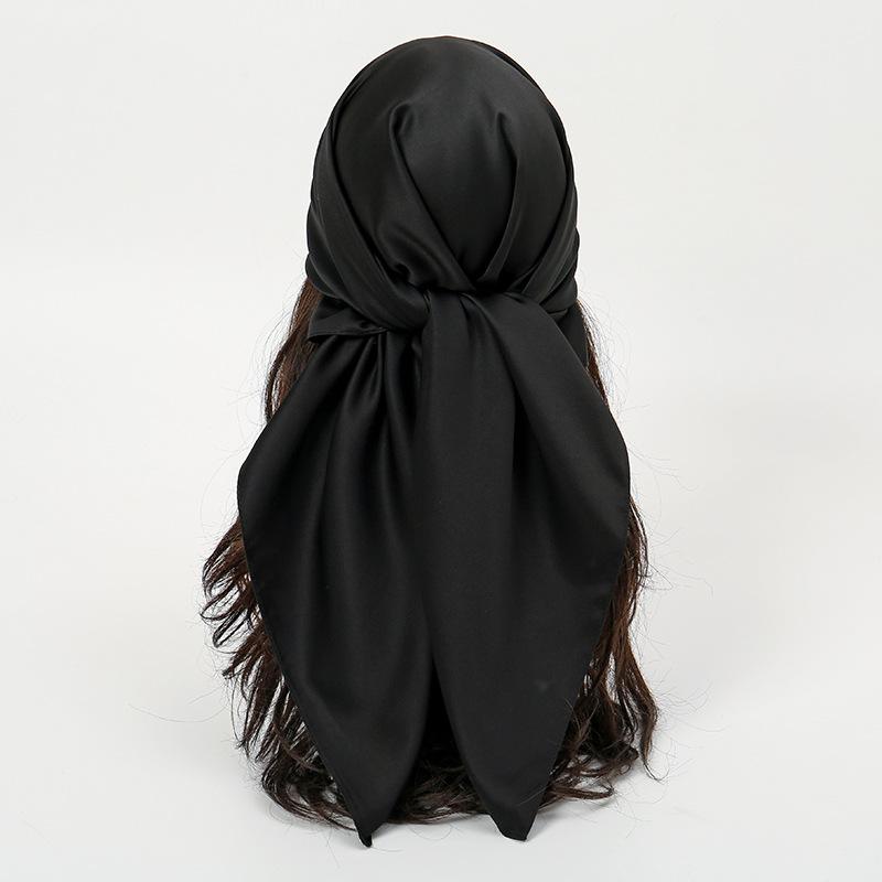

Scarf simulation silk cm satin solid color satin square scarf scarf ethnic headscarf women 90*90CM