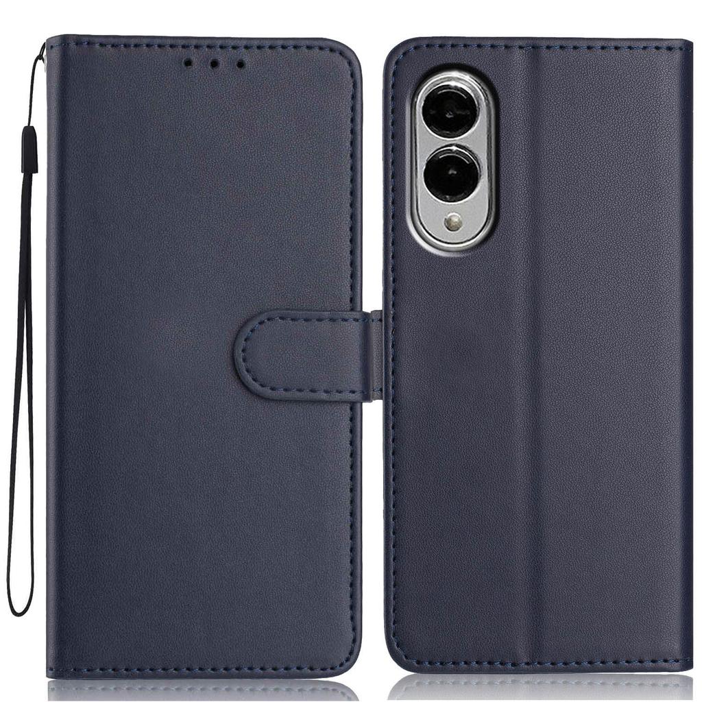 For Samsung Galaxy S25 Edge Wallet Case with Strap/Multiple Card Slots Solid Color Leather Stand Phone Cover