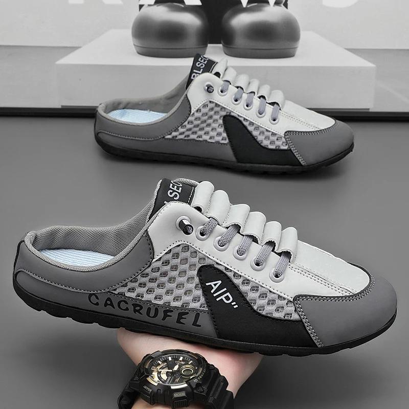 2025 Summer New Half Carrier Men's Shoes Soft Sole Casual Comfortable Sneakers Men's Slip-on Beanie Shoes Sneakers for Men