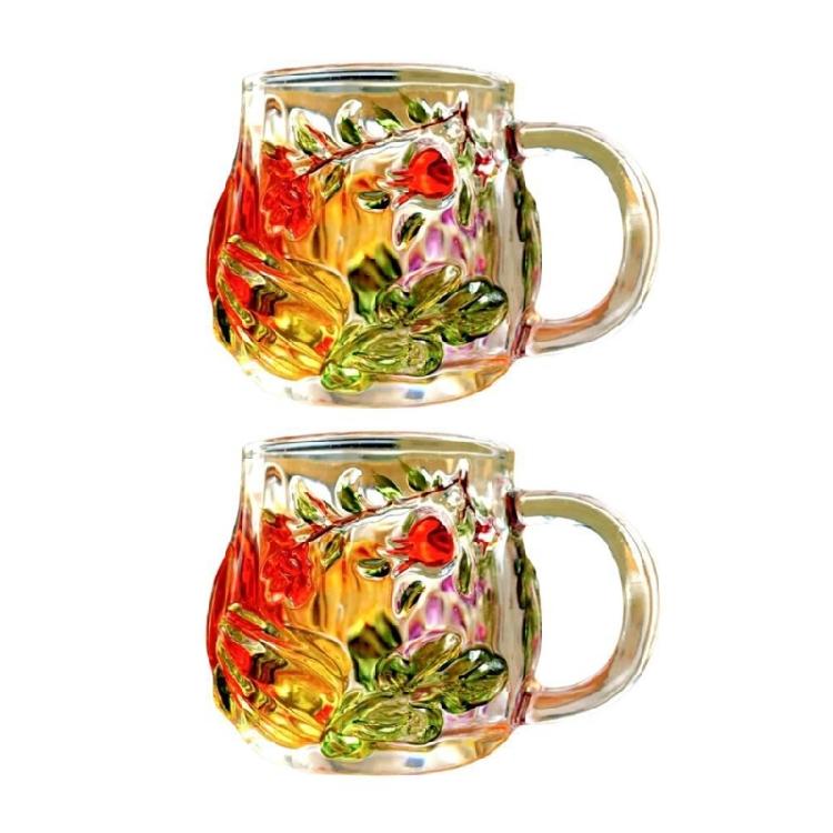 Glass Coffee Mugs,Hand Painted Coffee Cups with Handle for Coffee Tea Milk Heat Resistant Glass Mugs Birthday Gift 1