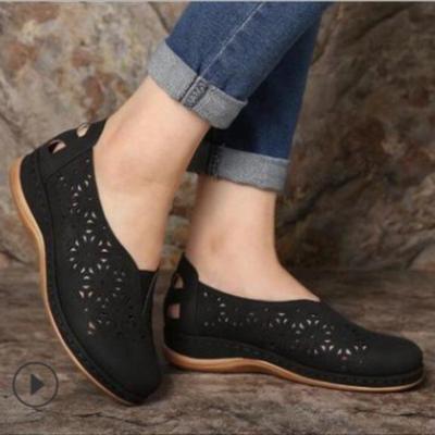 New Casual Flat Cutout Shoes, Women's Retro Round-toed Shoes, Lazy Single Shoes