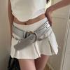 Y2K Wide Belt Silver PU Leather Waistbands Punk Rivet Waist Belt  Teens