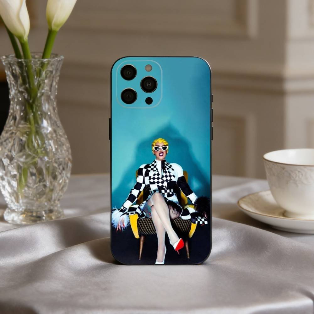 Confident C-Cardi B Singer Phone Case For iPhone 17pro,16,15,14,13,12,11 Plus,Pro Max,XS,Soft Silicone Black Cover