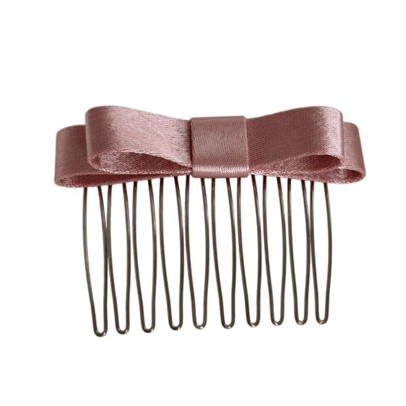 Satin Bow Hair Comb Set With Non Slip Teeth Multi Color Options For Daily Party Wedding Hair Styling
