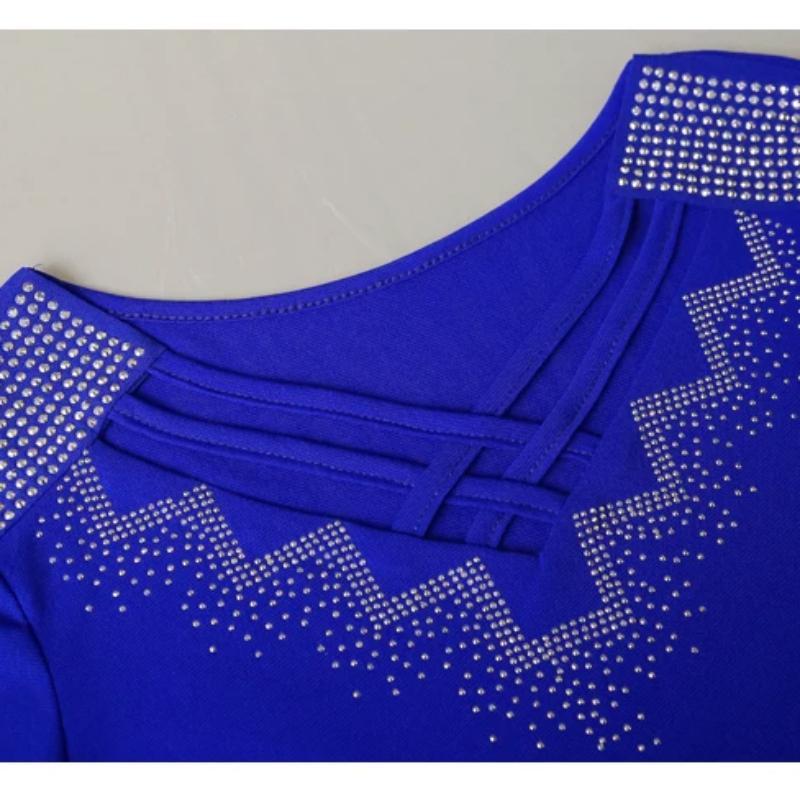 Streetwear Women's Clothes T-Shirt Spring Autumn High Quality Hot Diamonds Long Sleeve Tops Ladies Sexy V-Collar Mesh Tees