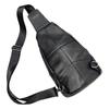 Men'S Breast Bag, Genuine Leather Men'S Bag, Casual Small Shoulder Bag, Large Capacity Messenger Bag, Black Cowhide.