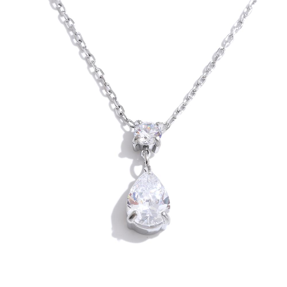 

Yhpup Stainless Steel Cubic Zirconia Water Drop Pendant Necklace High-Grade Shiny Premium Collar Jewelry