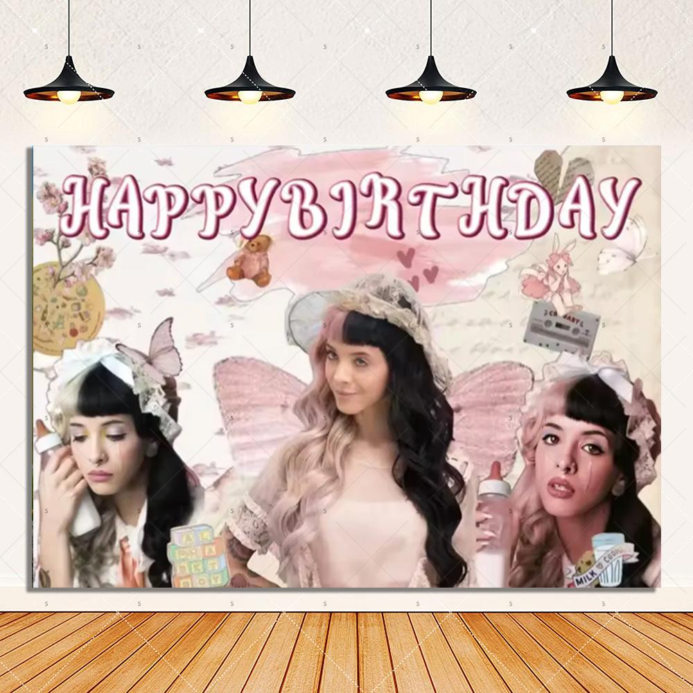 

M-Melanie Martinez Birthday Party Decorations Number Balloon Cake Topper Popular Singer Backdrop Banner Party Supplies Fans Gift Other