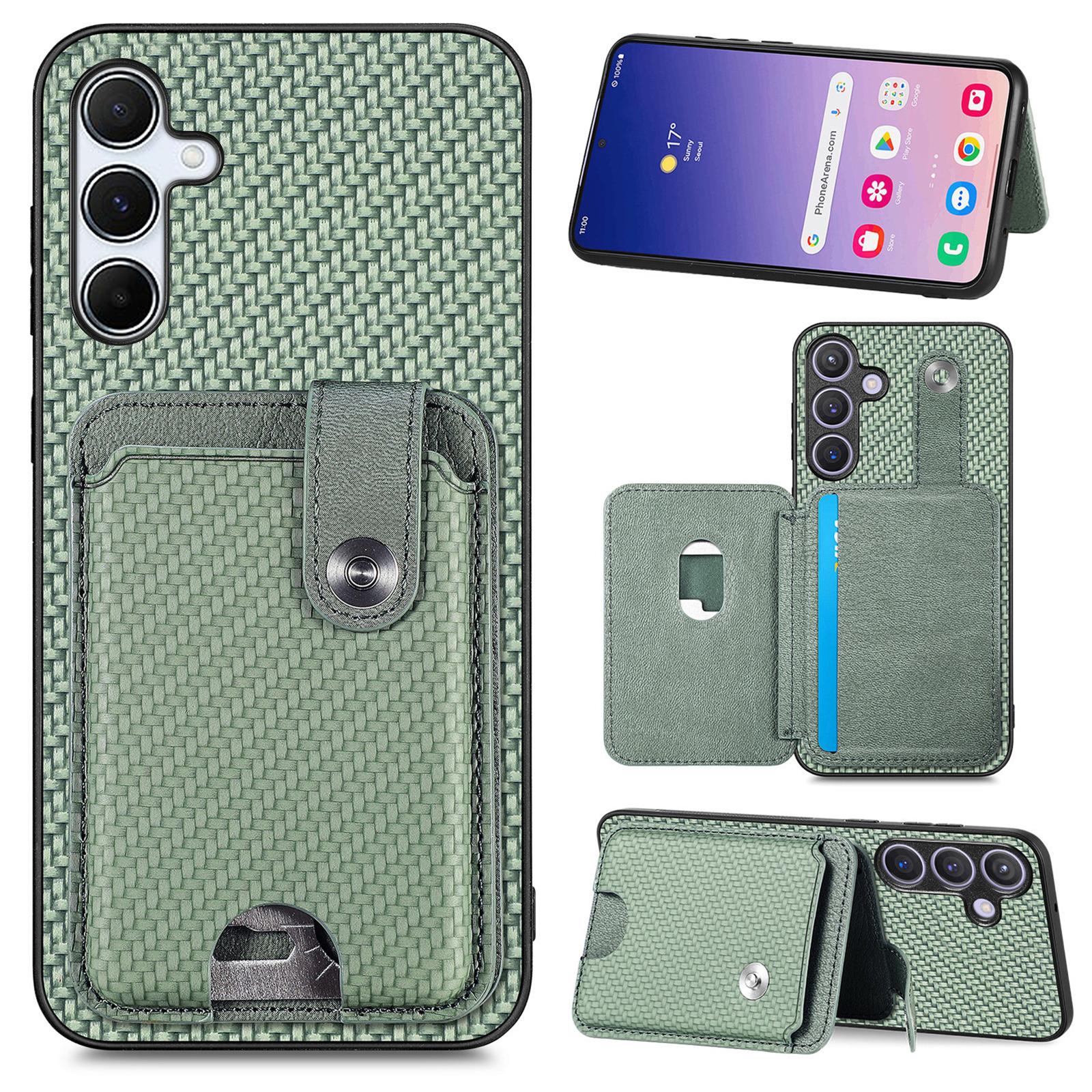 

For Samsung Galaxy A05s 4G Case Card Slots Kickstand Phone Back Cover with Card Tool Green