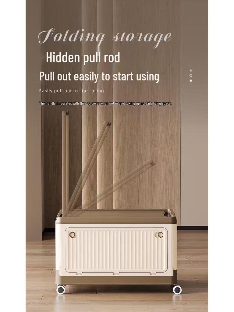Rollbare Faltbare Aufbewahrungsbox mit Zugstange - Staubdichter Seitlich zu Öffnender Organizer für Studentenwohnheime