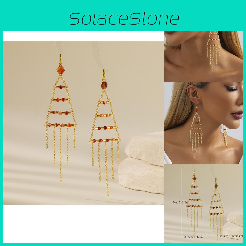 Gold Triangle Fashionable Crystal Earrings For Women Elegant Street Style