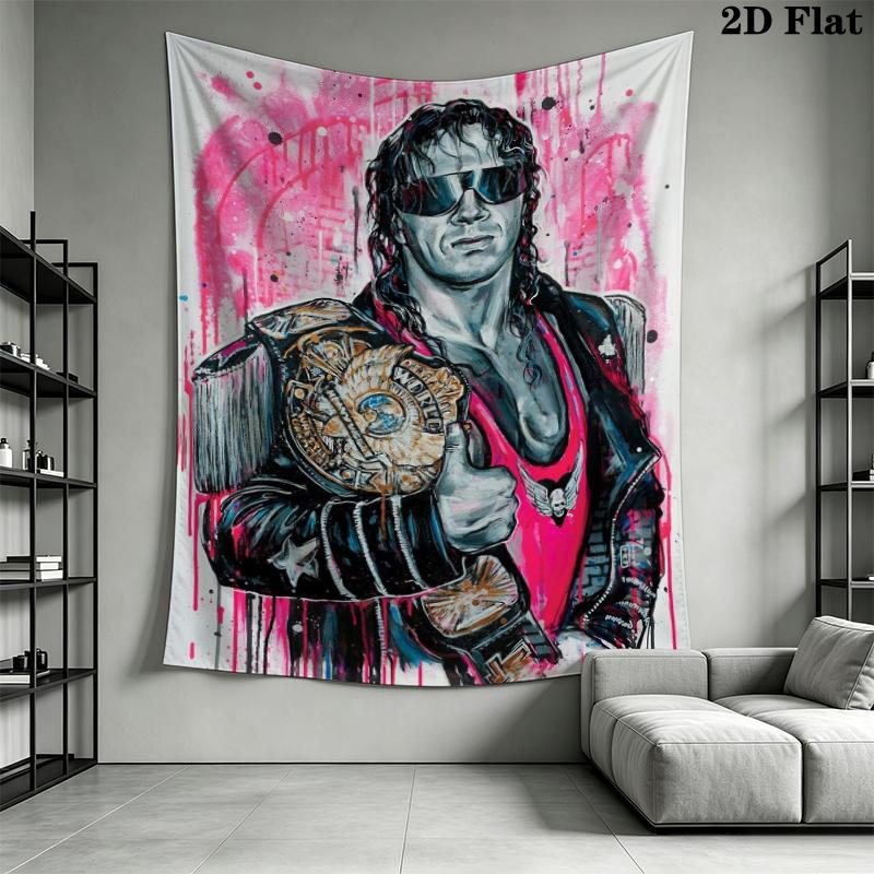 Bret Hart cool Wall Tapestry Aesthetic Wall Hanging Printed Fabric Blanket Decorative Tapestries for Bedroom Living Room Home Decor
